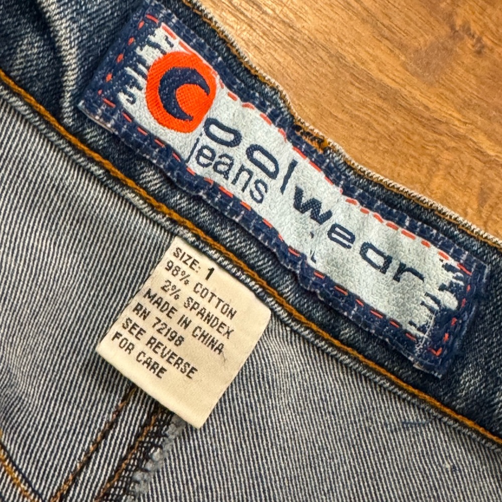 Vintage Early 2000s Cool Wear Blue flare jeans with American flag print size 1 - Picture 9 of 11